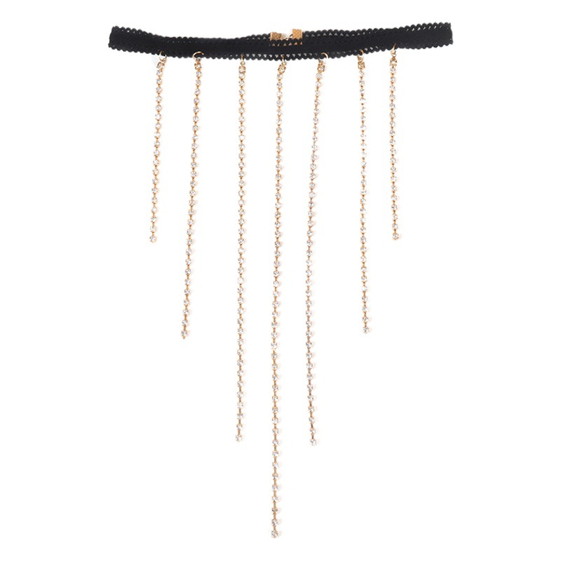 European and American Cross-Border Jewelry Rhinestone Tassel Leg Chain Hot Girl Sexy Versatile Beach Vacation Body Chain Leg Ring Adjustable