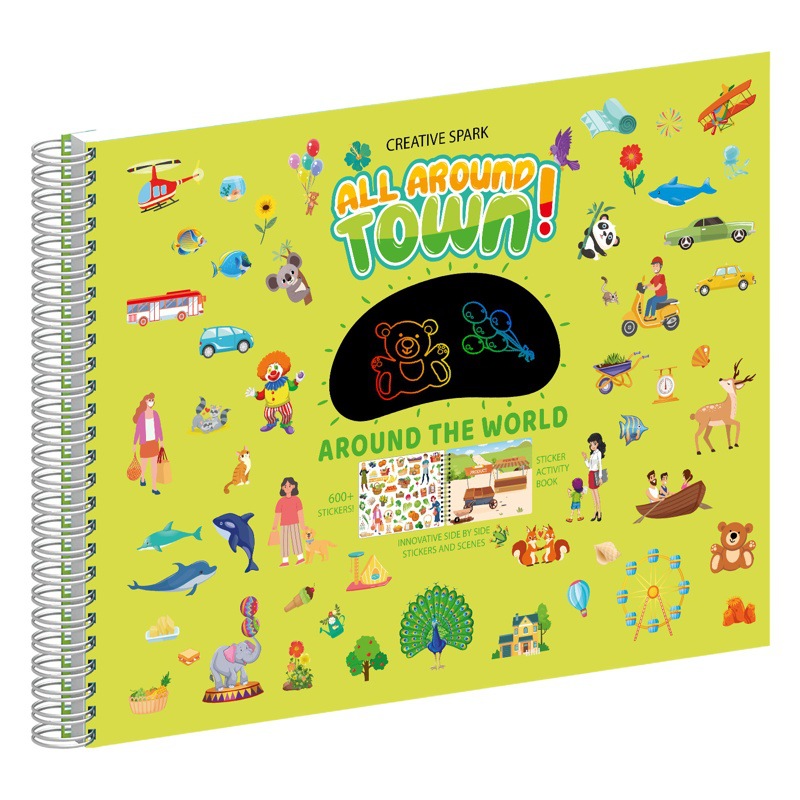 Cross-Border Creative Sticker Book for Kidsren Early Education Concentration Training City Animal Multi-Scene DIY Coloring Sticker Book