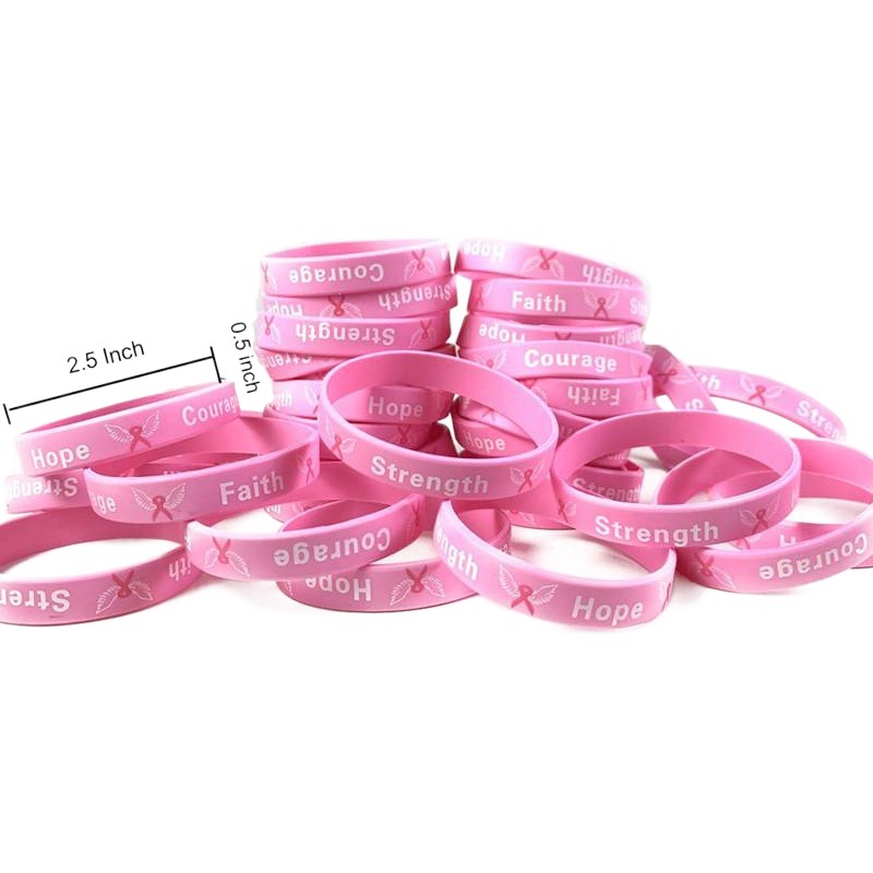 breast cancer awareness breast HOPE FAITH COURAGE silicone bracelet