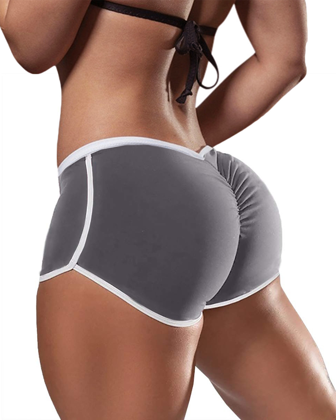 Picture of 2021 new summer European and American Foreign Trade ladies plus size sexy solid color low waist sports running tight hip lifting shorts