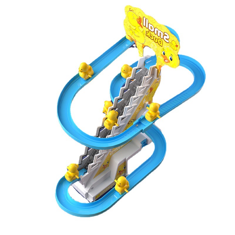 Picture of Cross-border TikTok popular duck climbing stairs children's educational toys electric automatic light splicing track stall