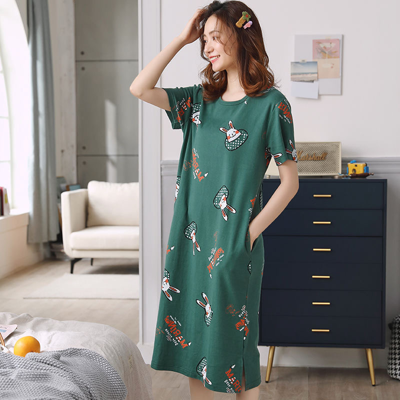 Picture of Pajamas for Women, Summer Korean Style, Women's Summer Nightgown, Short-Sleeved Women's Summer Home Wear Set, Student Plus Size Milk Silk