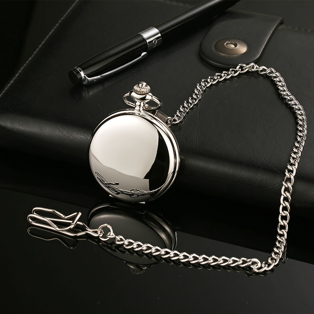 Picture of Pocket watch glossy laser logo lettering retro flip two-sided light quartz pocket watch Boshia leisure pocket watch wholesale