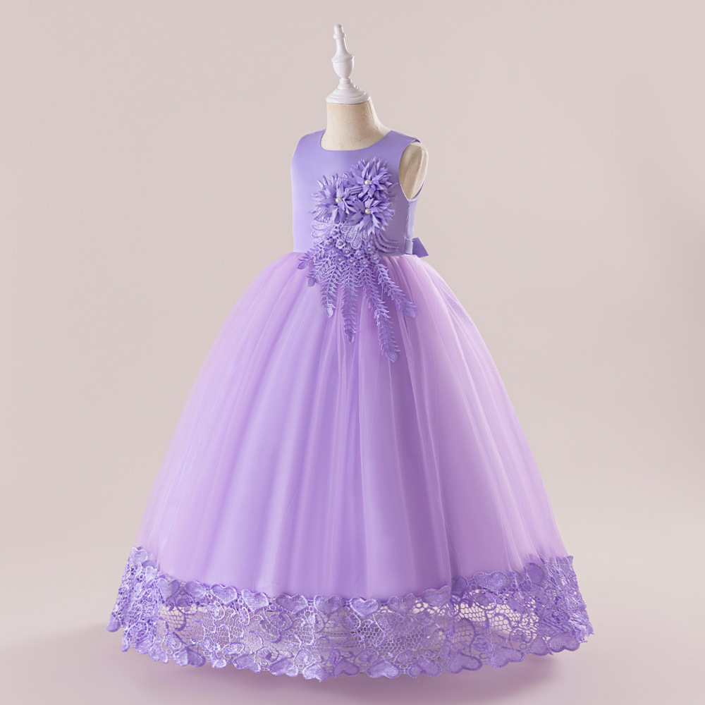 Picture of European and American New Children's Dress Long Flower Show Dress Princess Dress Flower Girls Dress Wedding Dress