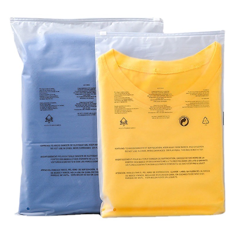 Cross-border dedicated warning message packaging bag clothes ziplock bag PE plastic bag shoes socks packaging bag warning message zipper bag