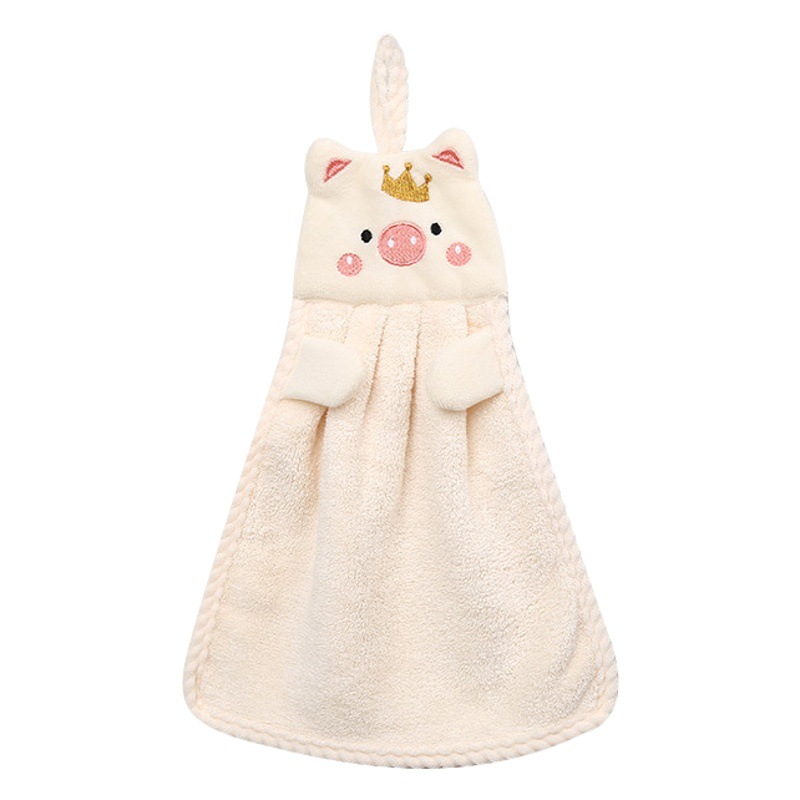 Piggy Hand Towel Household Cute Hangable Absorbent Kitchen Towel Lazy Rag Hand Towel Pure Color Kidsren's Hand Towel