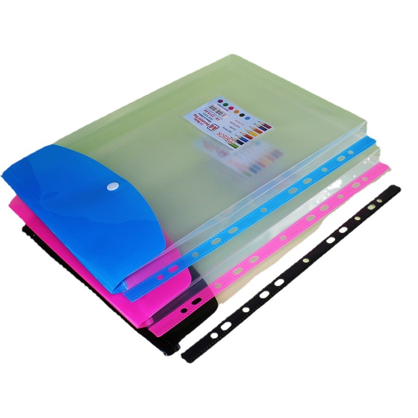 PP creative eleven hole loose-leaf bag a4 document bag transparent information bag button bag with label classification bag printable