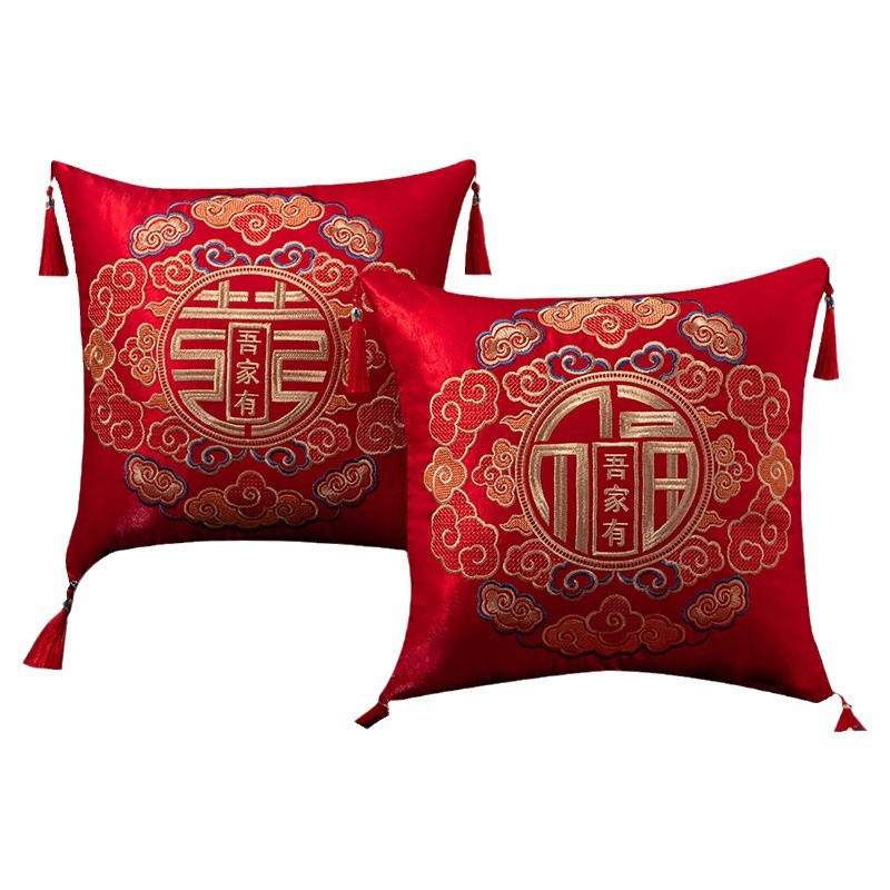Picture of Wedding pillow a pair of red XI-shaped sofa cushion wedding supplies collection wedding room wedding festive wedding pillow