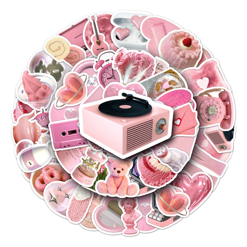 50 pink ins style graffiti cartoon Xiaoqing novice account goo card children DIY mobile phone shell luggage sticker