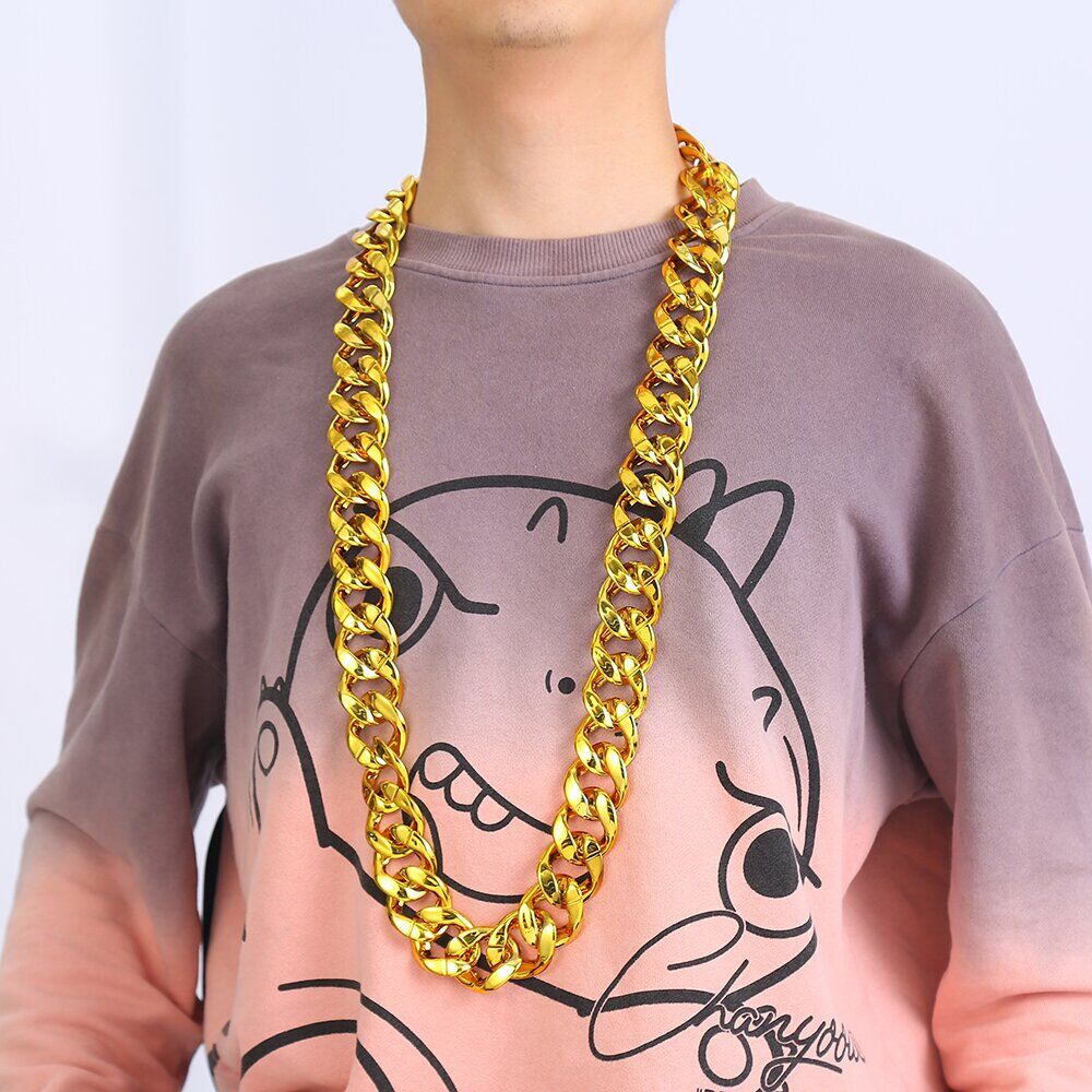 Picture of Hip Hop Simulation Big Gold Chain Men's Gold Plastic Necklace Performance Props Social Super Thick Exaggerated Gold Necklace