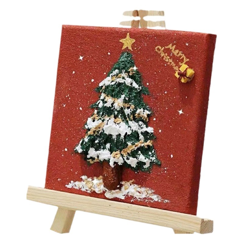 diy material package quartz sand Christmas texture painting 3D three-dimensional non-digital oil painting Christmas tree handmade decorative painting
