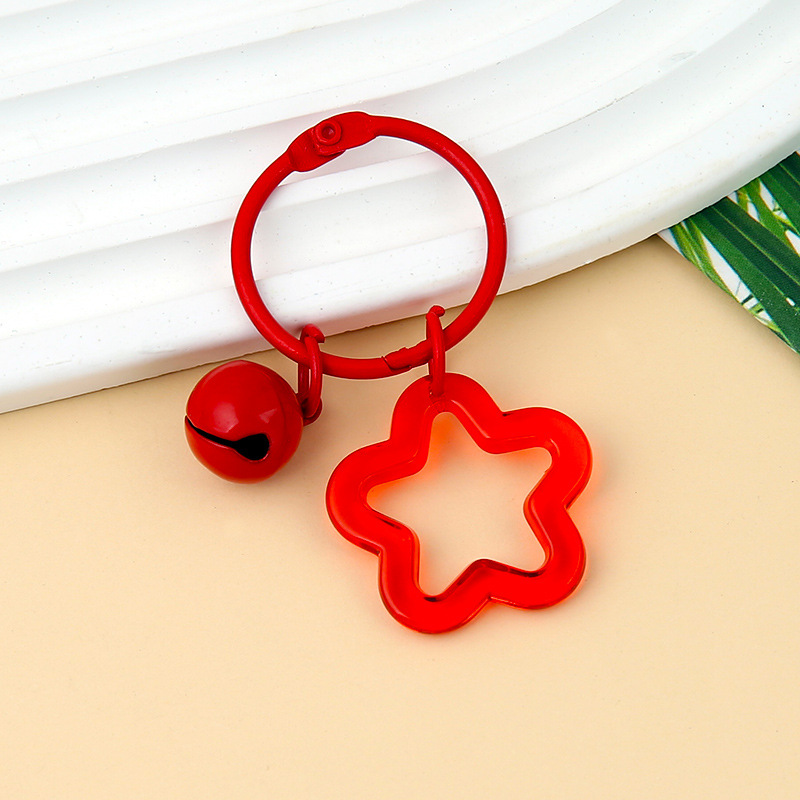 Picture of Korean Style Hyun-a Small Fresh Color Small Flower Bell Keychain Tanabata Gift Key Ring Bag Women's Hanging Accessories
