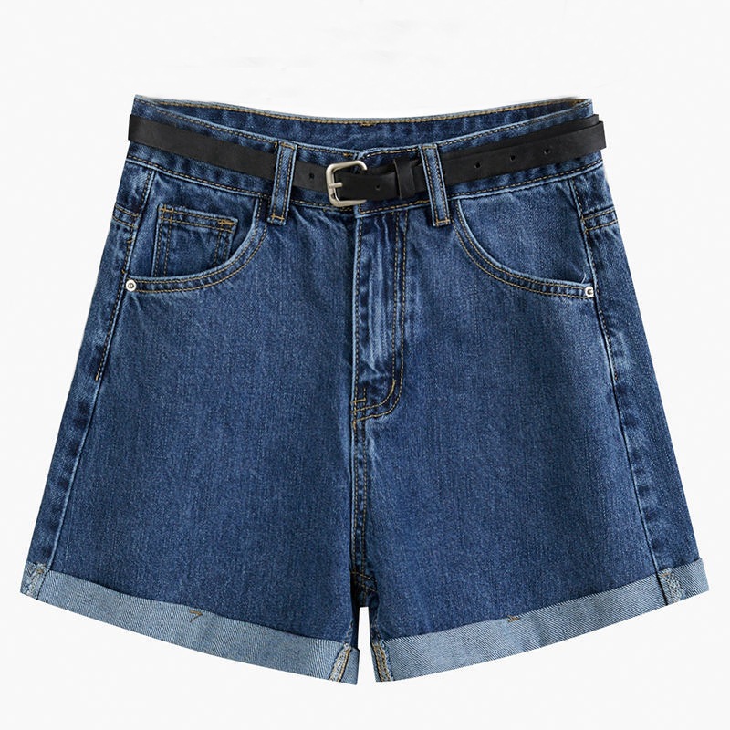 Picture of Denim Shorts Women's Summer New Ins Loose Korean Style High Waist Slim Look Outer Wear Student's Curled Wide Leg A- shaped Hot Pants Trendy