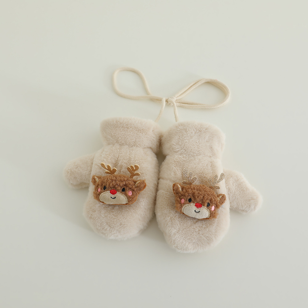 Picture of Children's Gloves Winter fleece-lined Thickened Warm Boys' and Girls' Cute Super Cute Neck Baby Finger Christmas Autumn and Winter