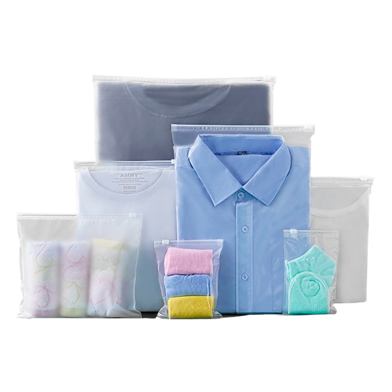 Spot transparent zipper bag clothing packaging bag plastic self-sealing bag clothes slider EVA frosted bag printing wholesale