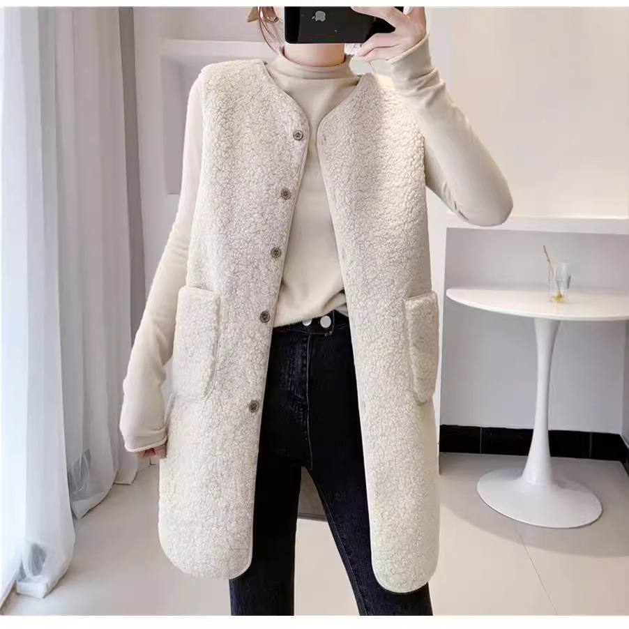 Picture of Mid-length Vest Women's Autumn and Winter Mid-length Imitation Lamb Maket Fashionable New Style All-match Women's Jacket