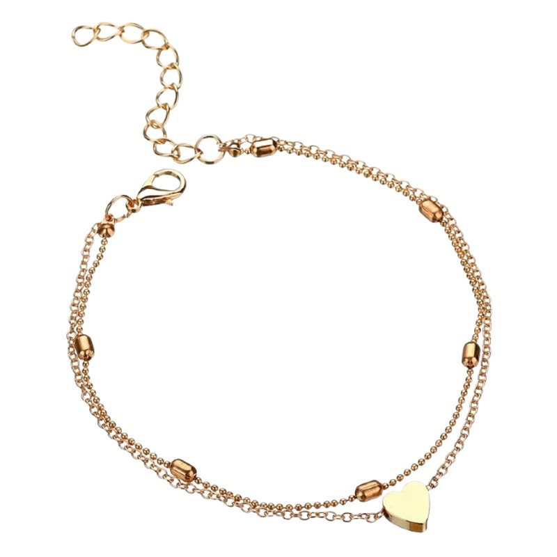 Europe and the United States new anklet fashion ballpoint chain multi-layer love alloy women's foot ornaments beach anklet cross-border jewelry
