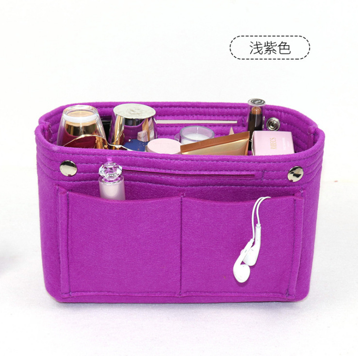 Picture of Factory wholesale felt cosmetic bag multi-functional Women's Travel liner bag large capacity felt snap storage bag