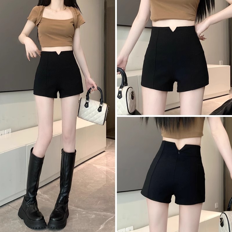 2024 Black Bottoming Shorts Women's Spring and Summer New Underwear Missing Spice Girls Outer Wear Slimming High Waist A- Shaped Casual Pants