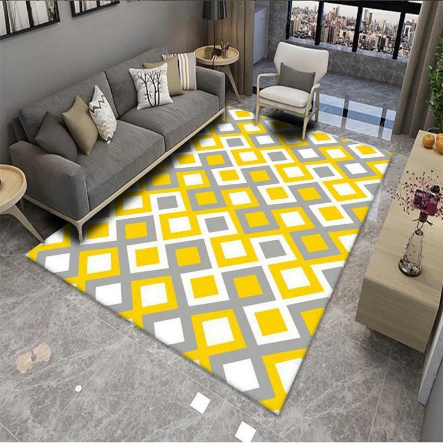 Picture of Modern Simple Living Room Carpet Geometric Pattern Home Study Sofa Printing and Dyeing Carpet Homestay Hotel Carpet Floor Mat