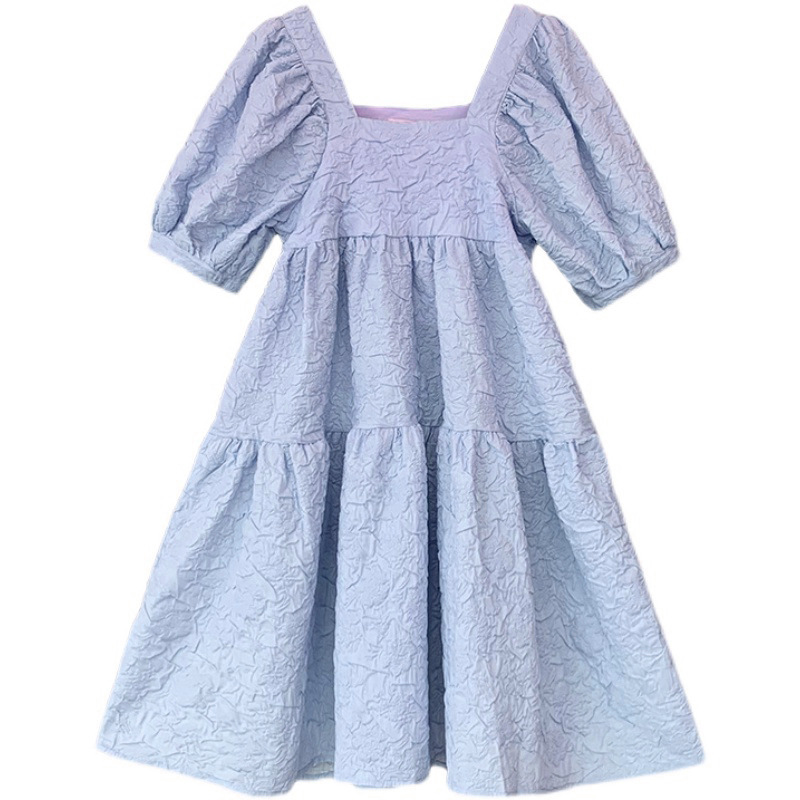 Picture of Maternity Summer Square Collar Puff Sleeve dress Little Doll Dress Sweet Princess Dress Slim Belly Covering A- Line Dress