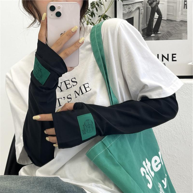 Summer Solid Color Sun Protection Sleeves Loose Ice Silk Driving Cycling Ice Sleeves Adjustable UV Protection Arm Sleeves