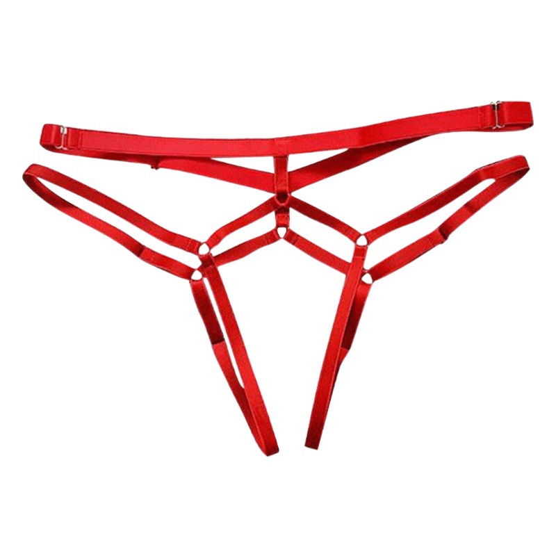 Cross-border sales European and American Foreign trade open-end underwear women's transparent hip lace-up T-shaped pants multi-size MM sexy