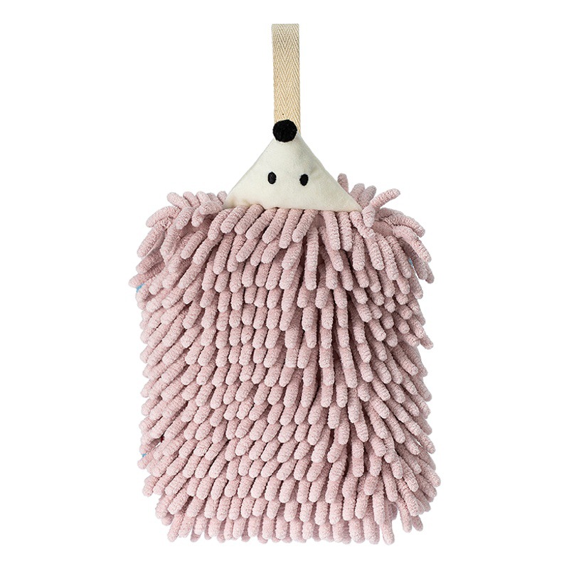Cartoon hedgehog chenille towel can be hung recreational house hanging absorbent thick children's hand towel wholesale