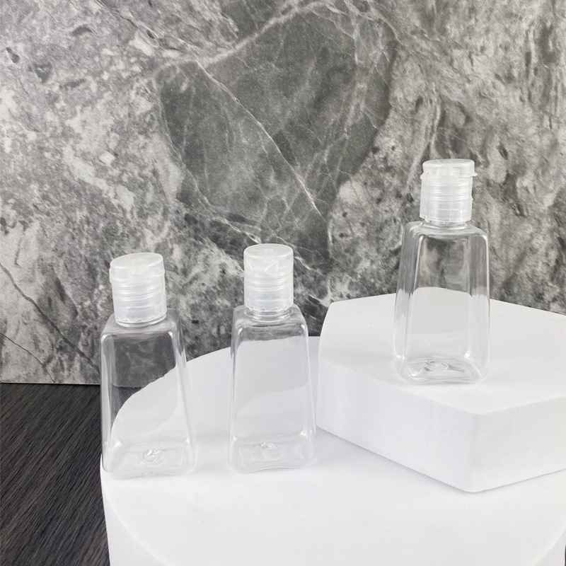 30ml trapezoidal PET prismatic transparent colorless triangular quadrilateral flip small hand sanitizer disinfectant carry-on belt