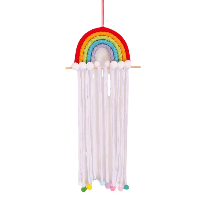ins Nordic Rainbow Tassel Hair Accessories Hairpin Finishing Storage Woven Children's Room Decoration Wall Decoration