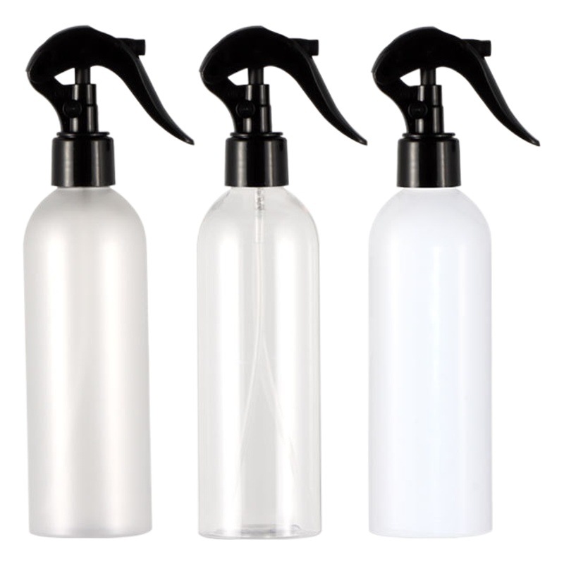 White 100ml round shoulder pet sub-bottle oil stain cleaner mouse nozzle frosted plastic spray bottle