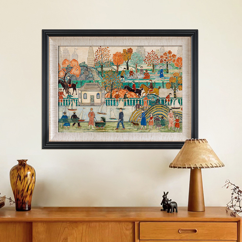 [New York Central Park] Retro French Middle Ancient Desktop Illustration Famous Hostel Niche Decorative Painting Art Hanging Painting