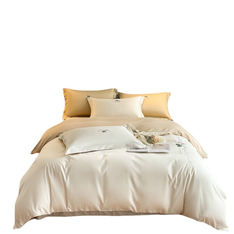 Class A 100s Xinjiang long-staple cotton cotton four-piece set light luxury embroidery simple style cotton maternal and child bedding