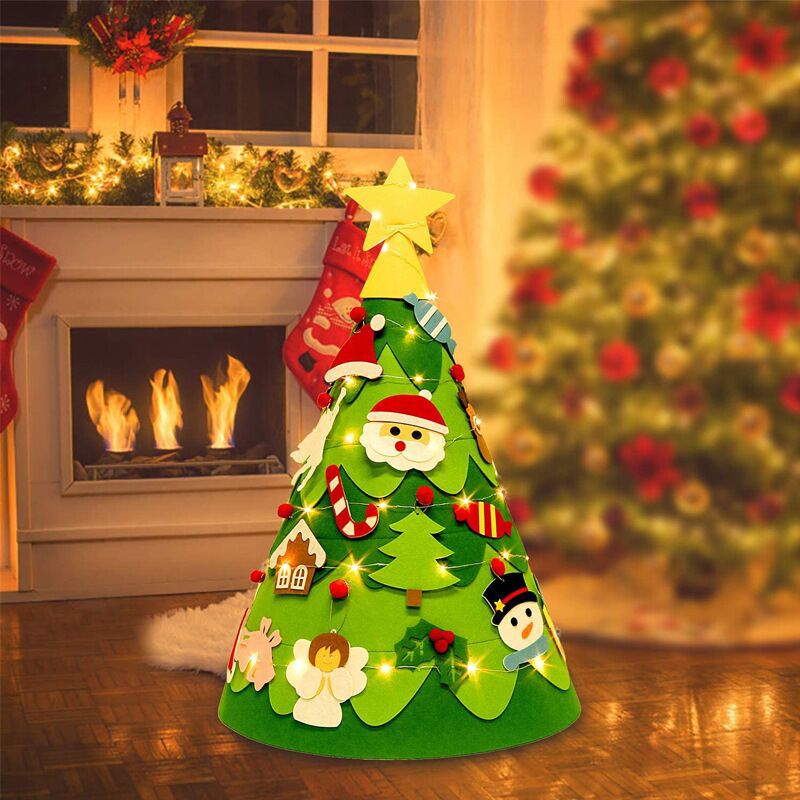 Picture of [felt Christmas tree] handmade DIY felt Christmas tree can be fixed Christmas decoration three-dimensional felt Christmas tree