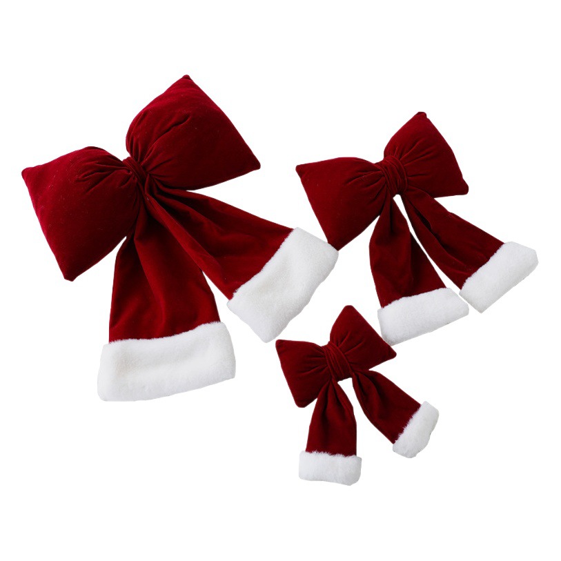 Christmas decorations flocking red bow wine red flannel Christmas tree decoration flocking ball package mixed batch