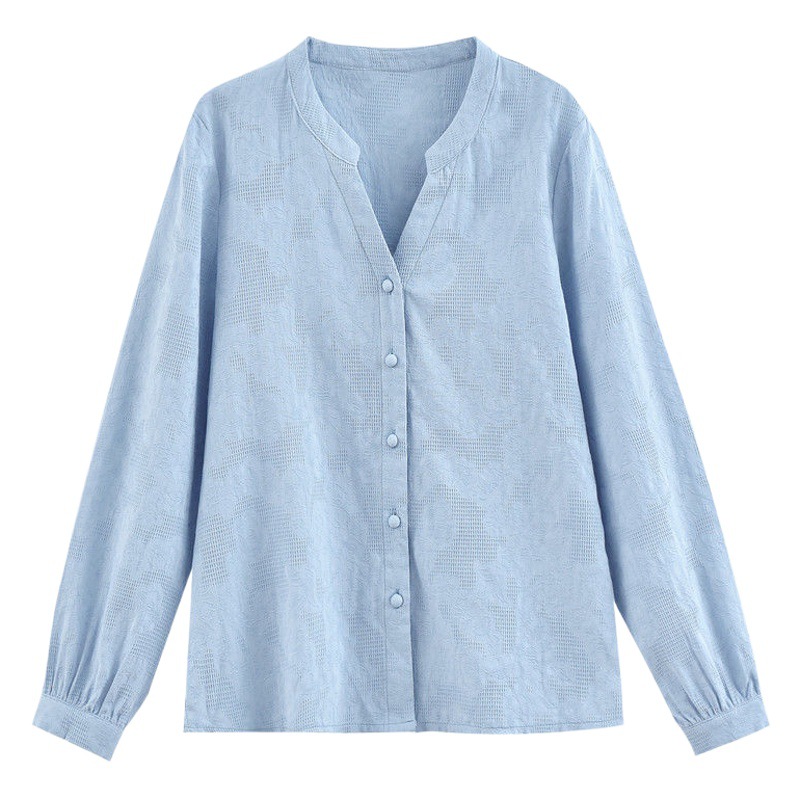 Jacquard cotton shirt Women's Western style cotton spring and autumn 2024 new women's all-match fashion shirt temperament top
