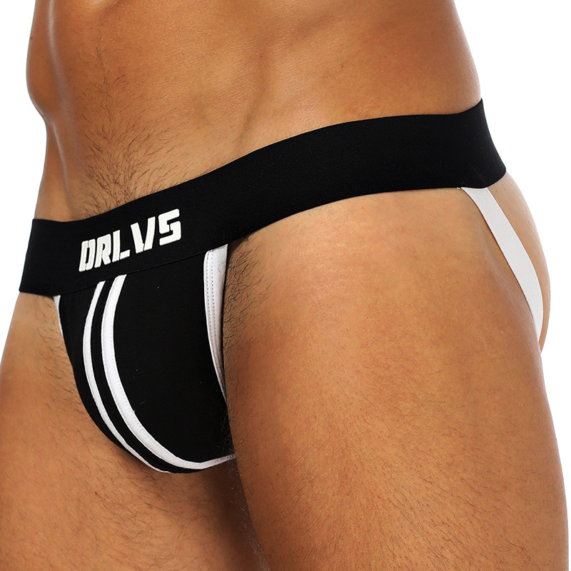 Picture of ORLVS Trendy Brand Foreign Trade New Men's Underwear Sexy Thongs Low Waist Sexy Double Belt Rear Empty gayOR166