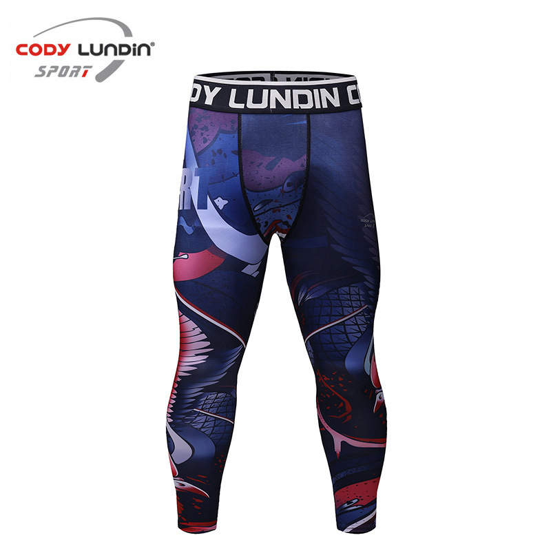 Picture of 2019 Winter new fitness trousers men running yoga 3D printing compression tights wholesale