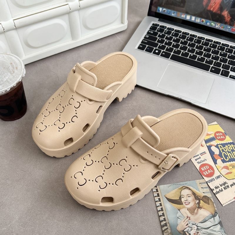 G New Lazy Slippers Non-slip Baotou Half Slip-on Outer Wear Thick Bottom Increased Fashion EVA High Elastic Rubber Plastic Sandals