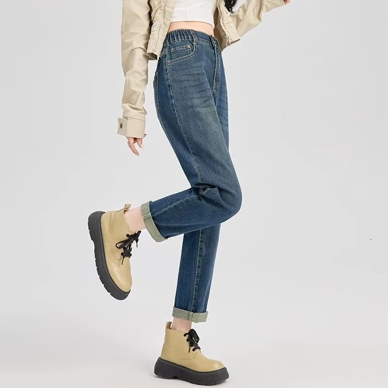 Jeans Women's Autumn Loose Harem Pants 2024 New Casual High Waist Nine Points Slim Radish Dad Pants Trendy