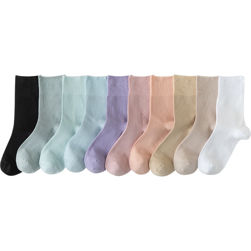 Mid-Calf Socks, Cotton Socks, Women's Summer Sweat-Absorbent Thin Pile Socks, Pure Color Casual Confinement Socks, Stockings, Zhuji Socks Industry