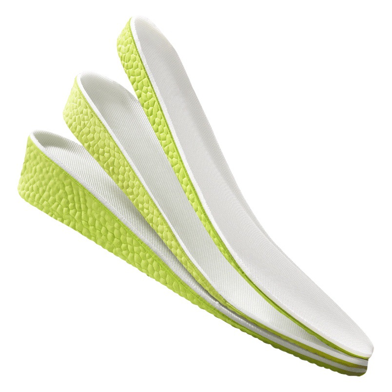 Eva Inner Heightening Insole in Winter, Sports Shock-Absorbing Insole for Men and Women, Breathable, Sweat-Absorbing, High-Elastic Green Bottom Invisible Insole