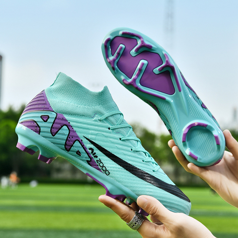 Cross-border Foreign Trade 2024 New Soccer Shoes Men's High-top Broken Nail Youth Student Training Shoes AG Spike sneaker