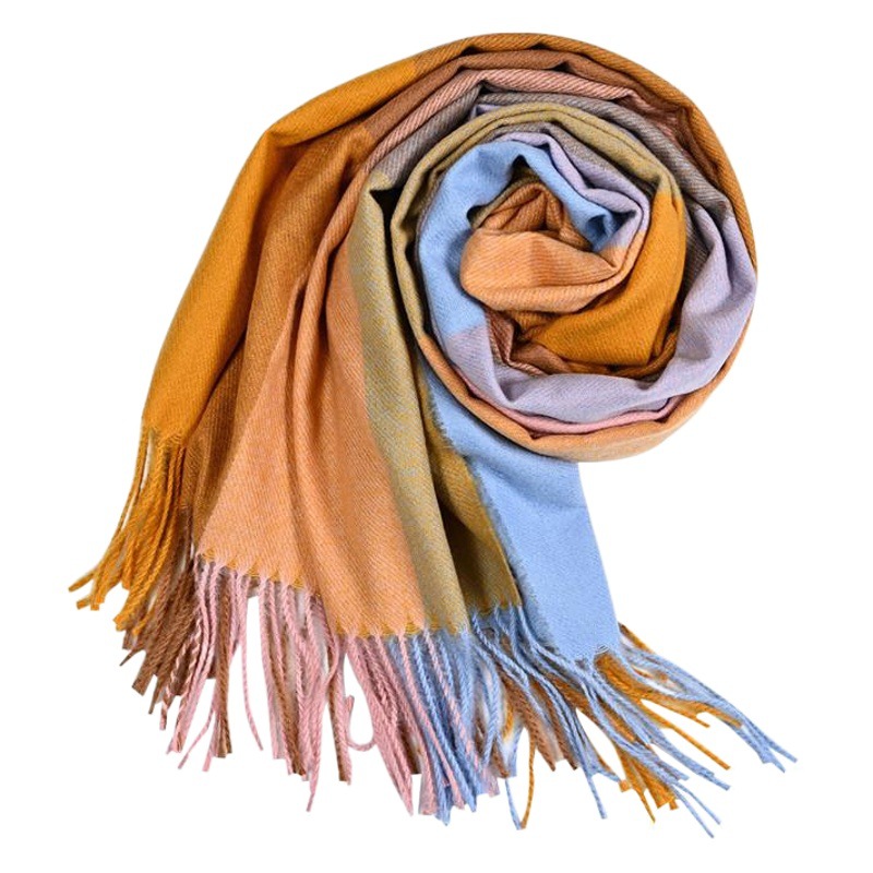 Korean style cashmere scarf ladies soft waxy warm tassel shawl winter versatile men's plaid scarf wholesale