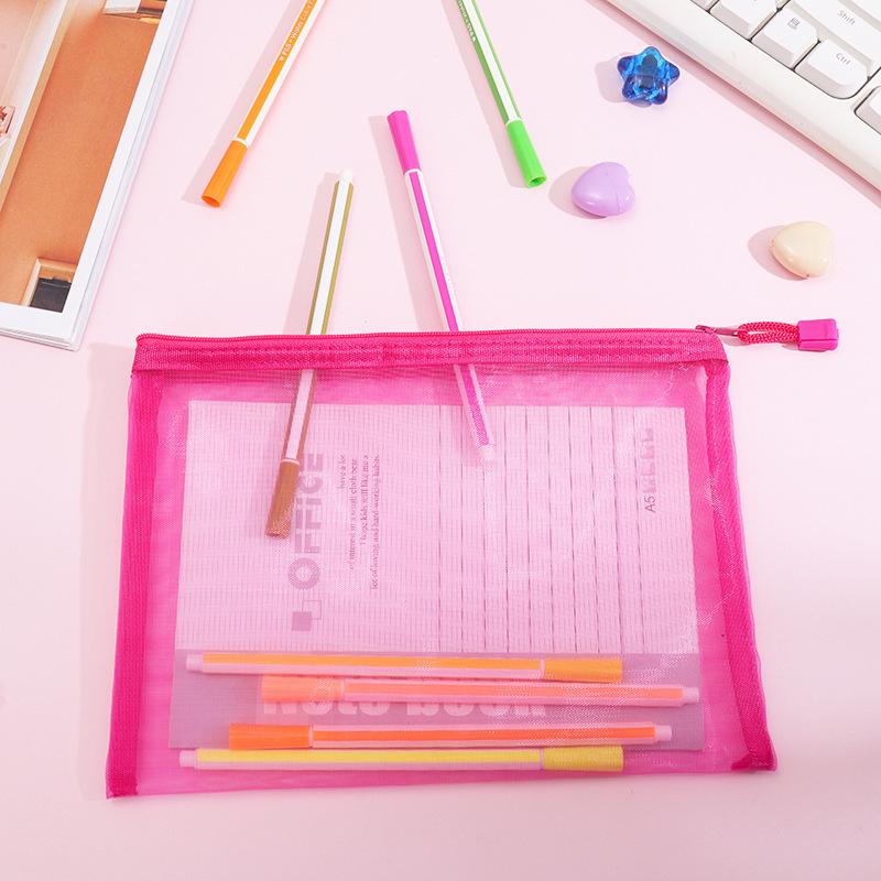 Picture of Mesh Toy Storage Transparent Zipper Bag Nylon Plus Upgrade Encryption Mesh Pencil Bag Student Examination Pencil Bag Makeup Wash