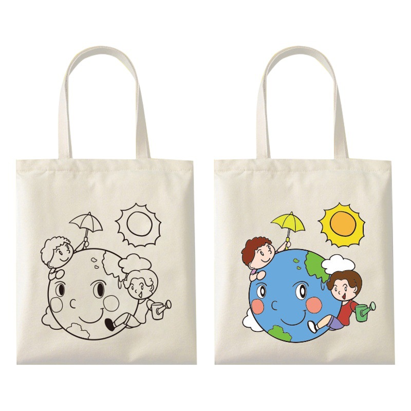 Children's Day Canvas Bag DIY Handbag Painting Graffiti Coloring Kindergarten School Activity Canvas Bag