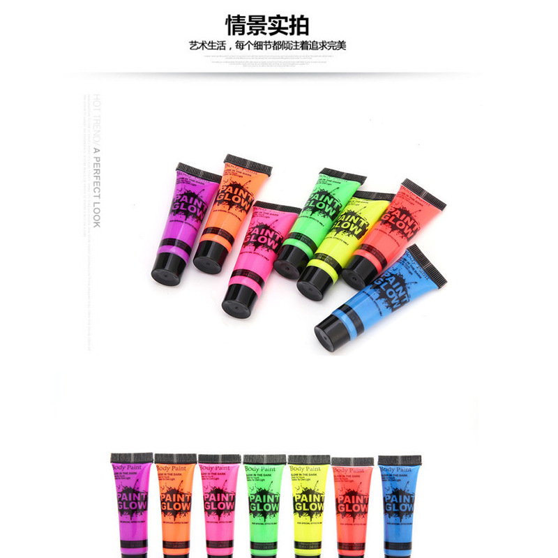 Picture of Cross-border water-based fluorescent face paint fluorescent paint hand-painted paint Halloween face painting diy paint wholesale