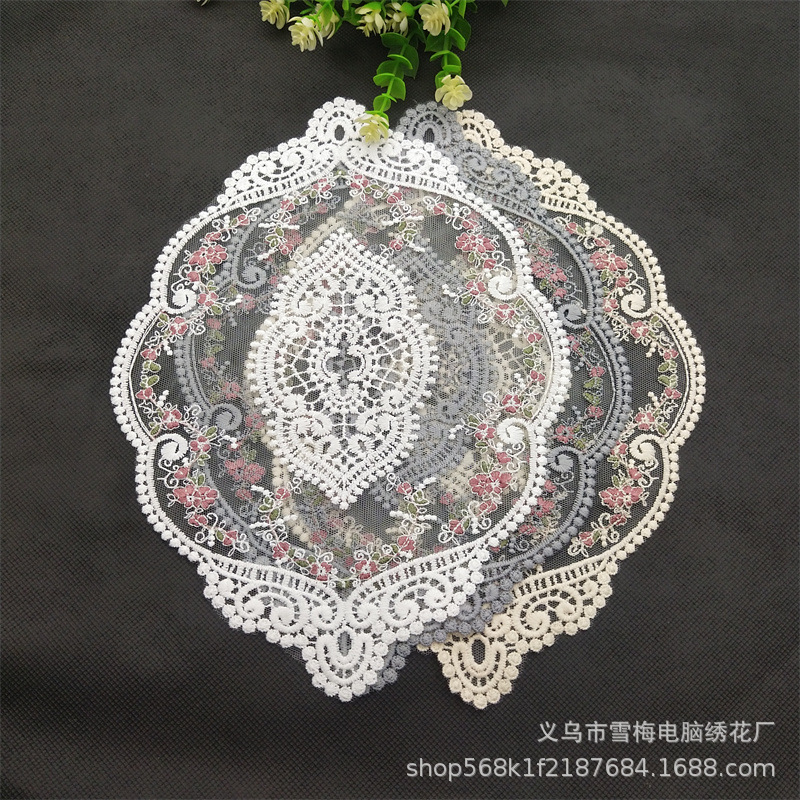 French table mat embroidery retro pastoral style tea table mat table runner shooting props manufacturers dust cover gauze napkin