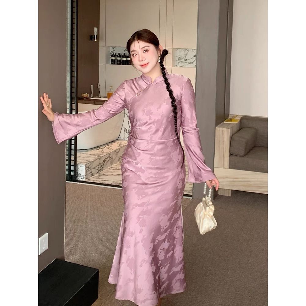 Picture of Retro style 2024 autumn new chubby girl plus size temperament national style dress new Chinese style improved super fairy cheongsam women