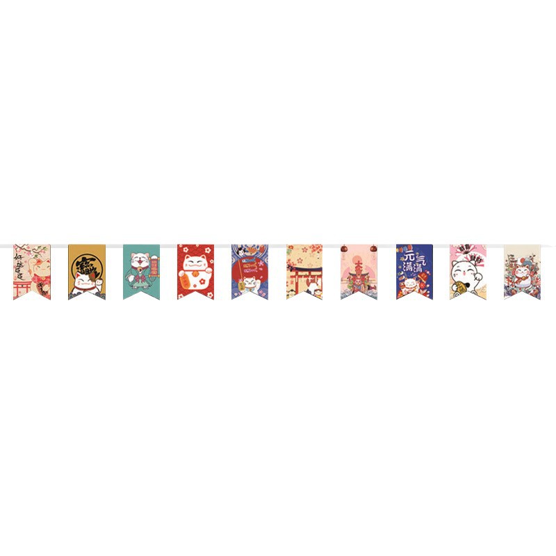 Picture of Japanese Lucky Cat String Flag Izakaya Decorative Flag Japanese Food Shop Small Colorful Flag Sushi Tea Room Hanging Flag Hanging Flag Flag